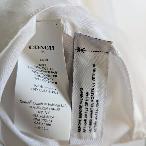 AUTH COACH Short Broderie Anglaise Dress White Size 2 NWT - Picture 15 of 16